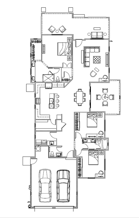 Floor plan for 3 beds, 2.5 baths, 1950 sqft